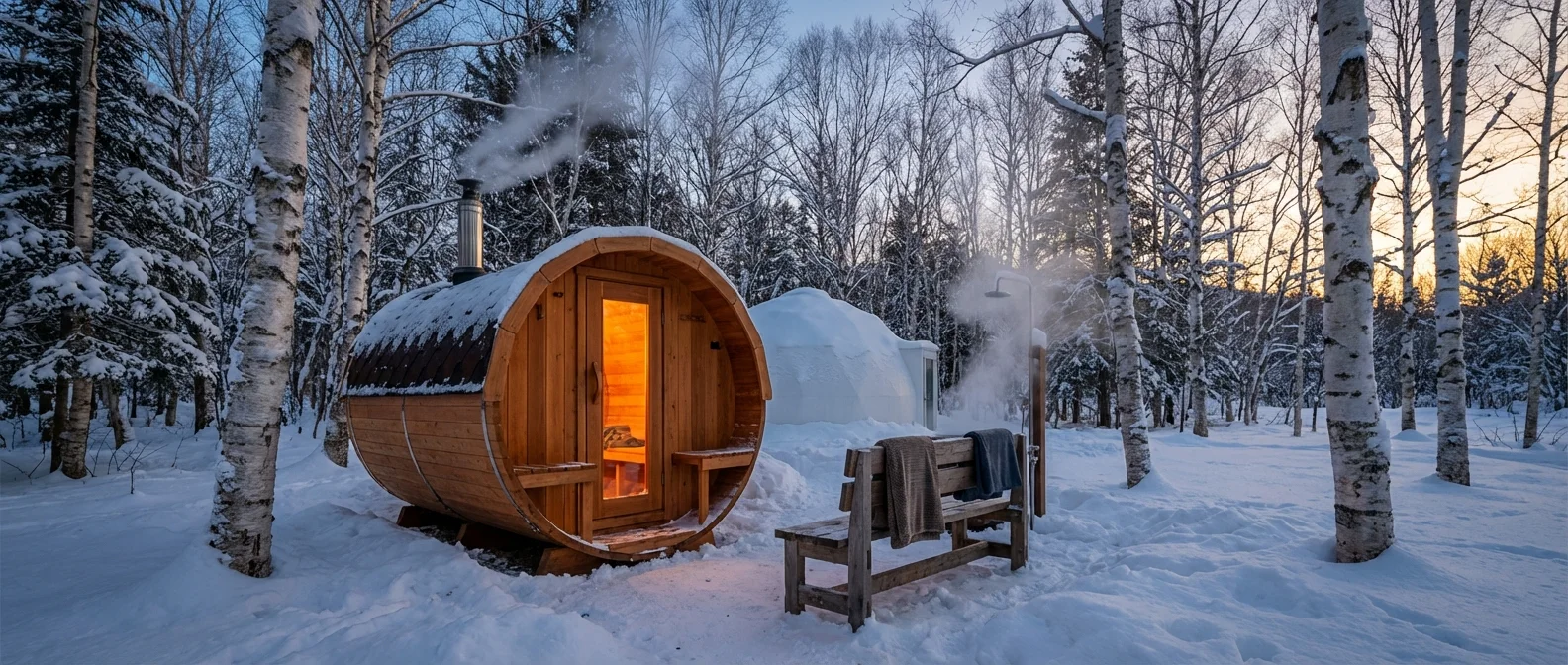 バレルサウナ — 北海道の雪の中