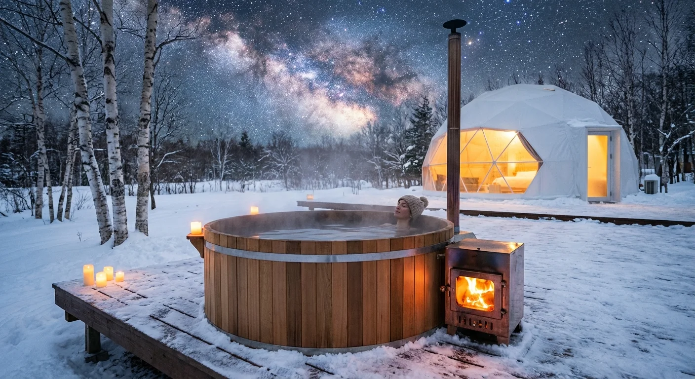 薪加熱 露天ホットタブ — 天の川の下