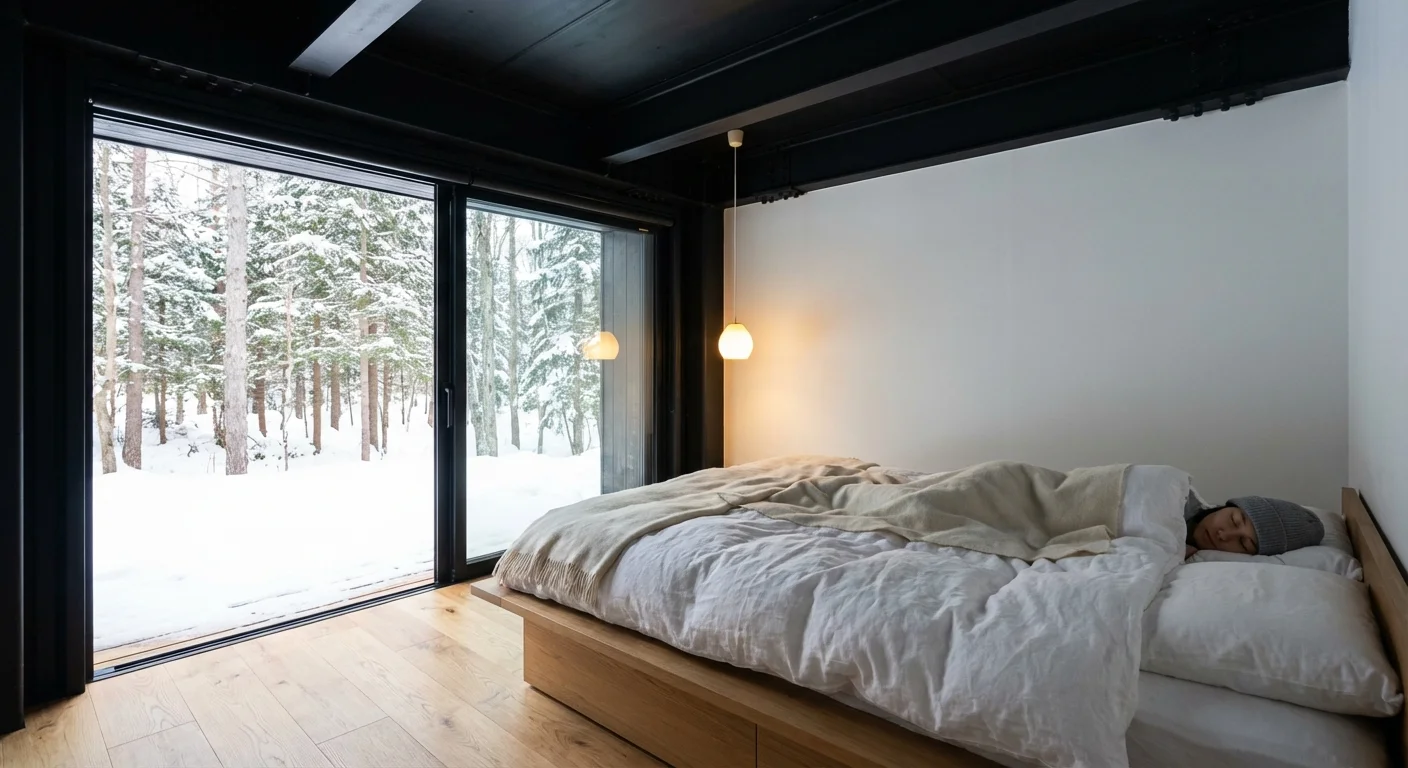 ミニマル寝室 — 森の景色