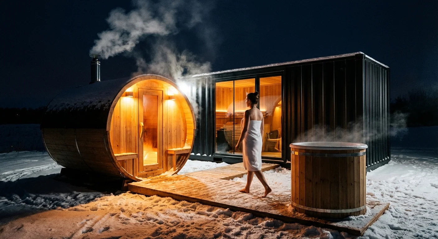 サウナ棟との接続 — 冬夜