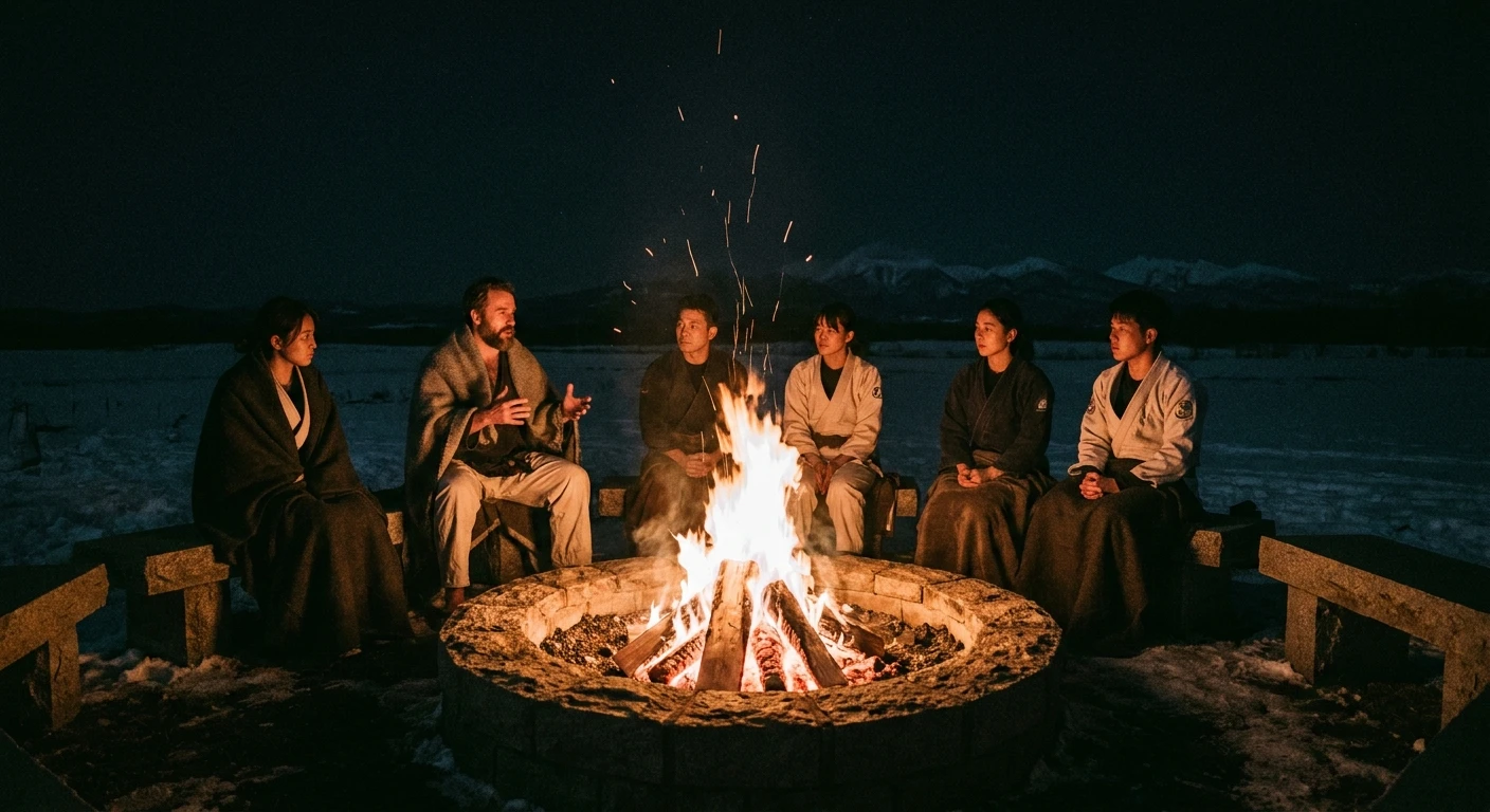 焚き火の夜 — 熊牛原野 天空の道場