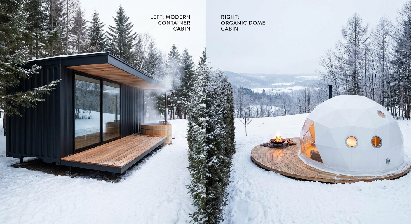 コンテナとドームの対比