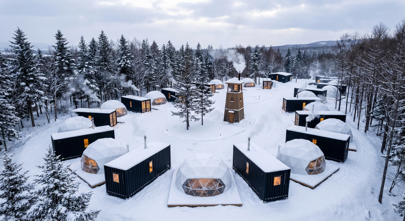 冬のコンテナ+ドーム