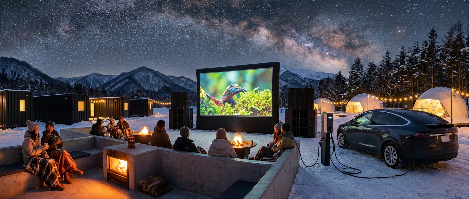 夜の焚き火パーティー