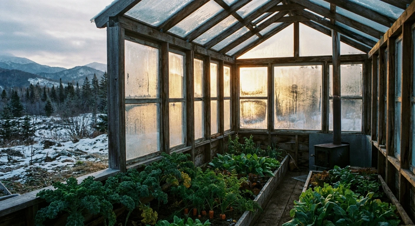 朝のグリーンハウス — 自給自足の農園