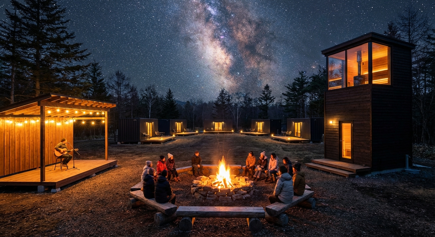 焚き火・ステージ夜景