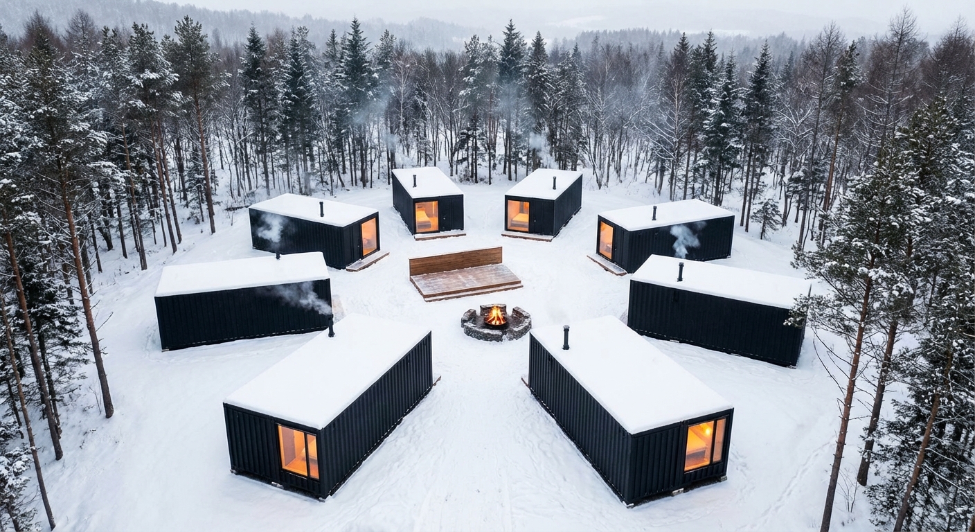 冬の雪景色 上空